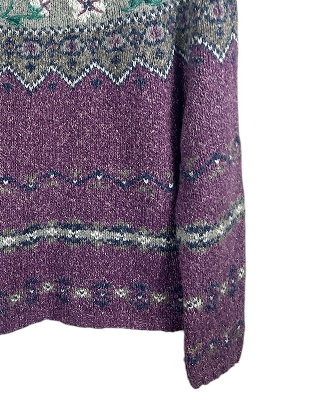 Northern Isles Vintage Purple Fair Isle Zip-Up Women's Sweater Size L - Picture 10 of 10